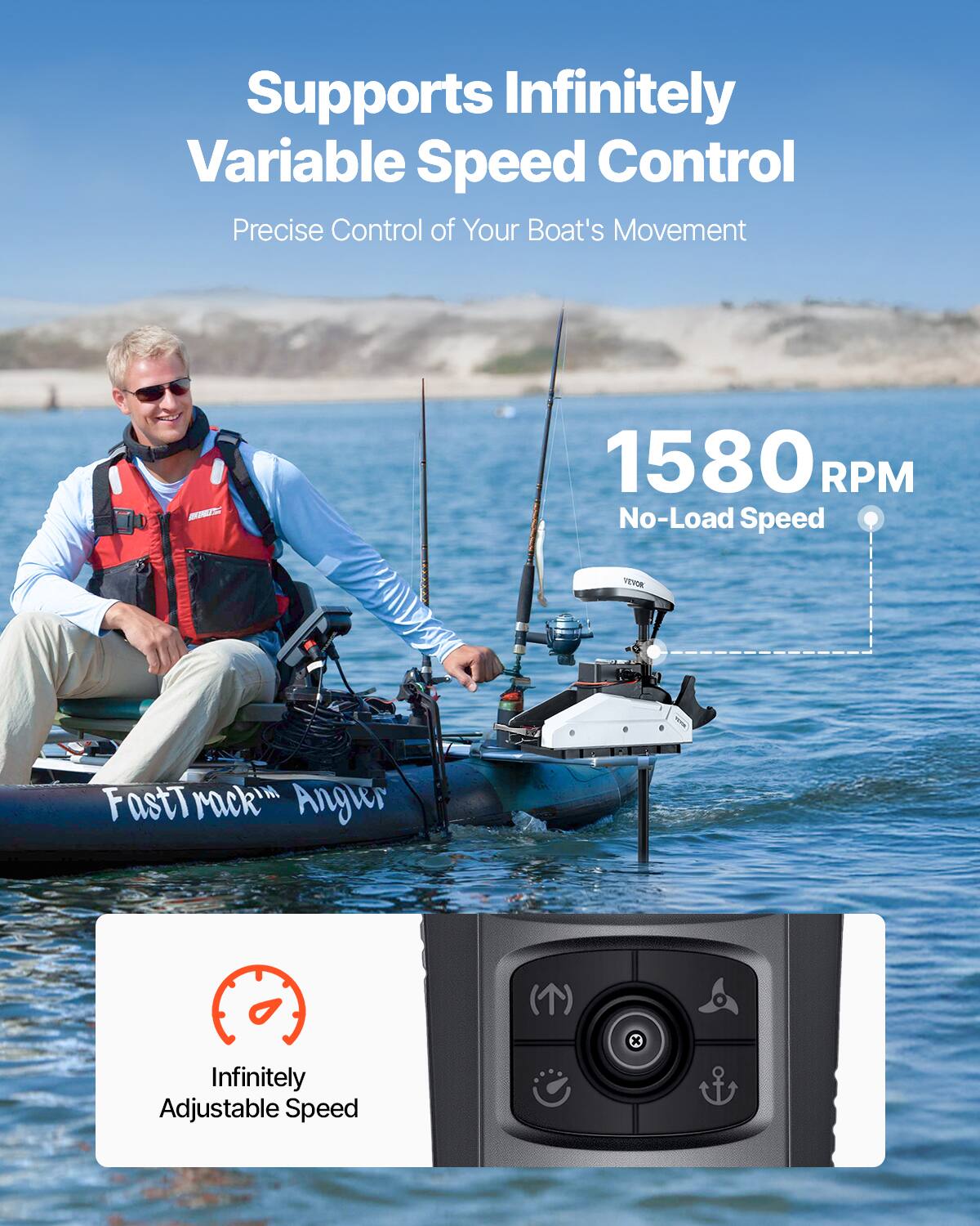 Supports Infinitely Variable Speed Control  
Precise Control of Your Boat's Movement  

1580 RPM No-Load Speed  

Infinitely Adjustable Speed