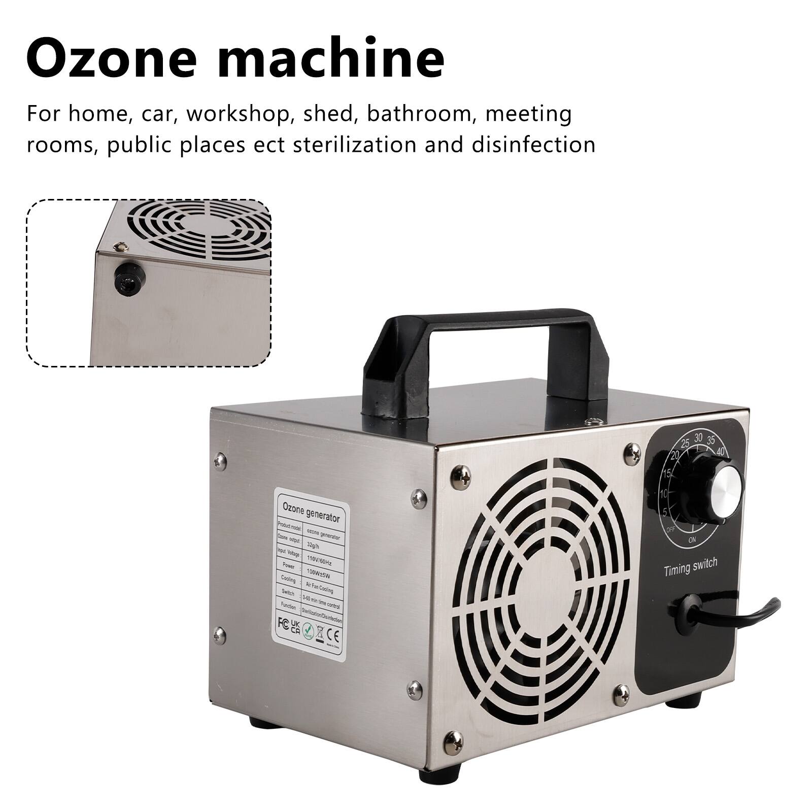 Ozone machine  
For home, car, workshop, shed, bathroom, meeting rooms, public places etc. sterilization and disinfection  

Ozone generator  
Timing switch