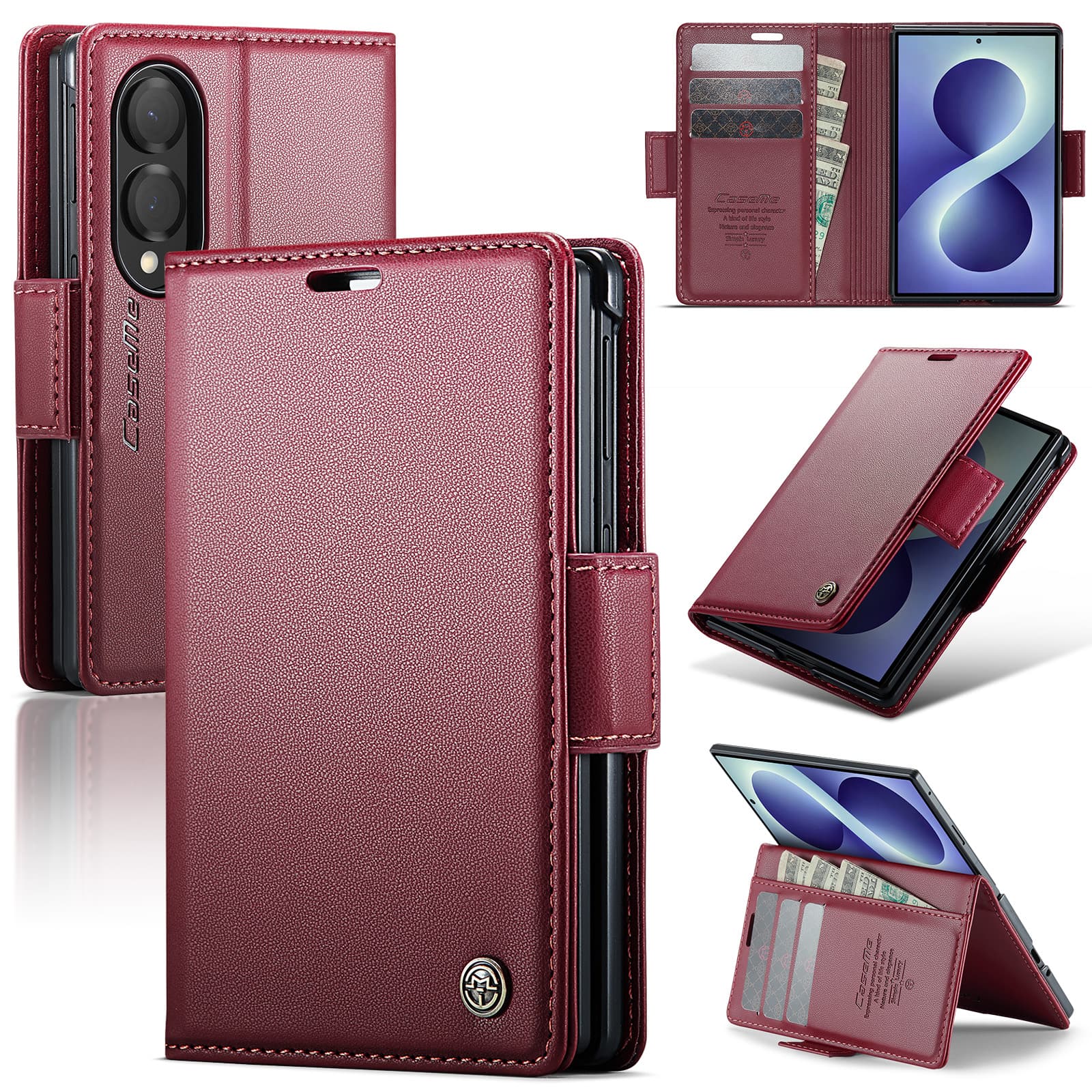 UUCOVER - For Samsung Galaxy Z Fold8 Wide PU Leather Wallet Case with RFID Blocking Card Holder Cash Slot, Magnetic Folio Cover - Wine price history on PriceWatchPro