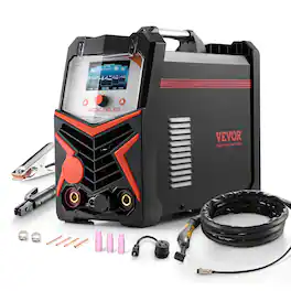 VEVOR - TIG Welder, 225A 6-In-1 Aluminum Welding Machine (Large LED Display)- AC TIG/DC TIG/AC Pulse TIG/DC Pulse TIG/Spot TIG - Orange;Black