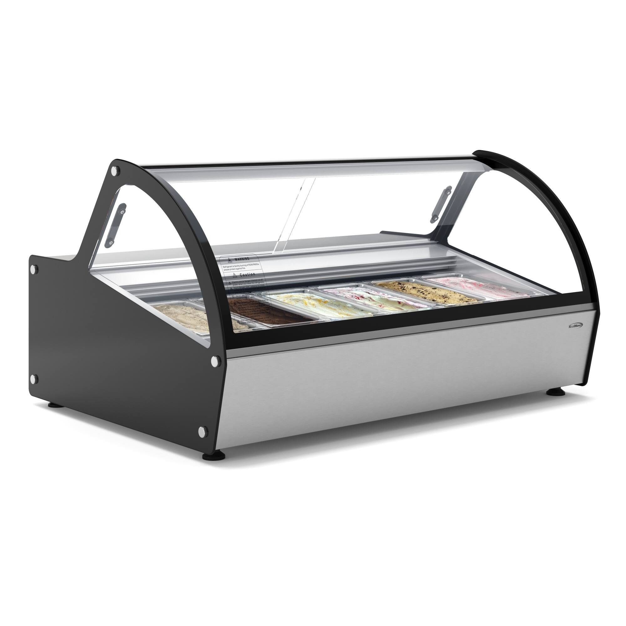 Angle. Koolmore - 46 in. Countertop Gelato Display Case with 6 Pans and Built-in Glass Sneeze Guard in Stainless-Steel (KM-CGD6P) - Stainless-Steel.