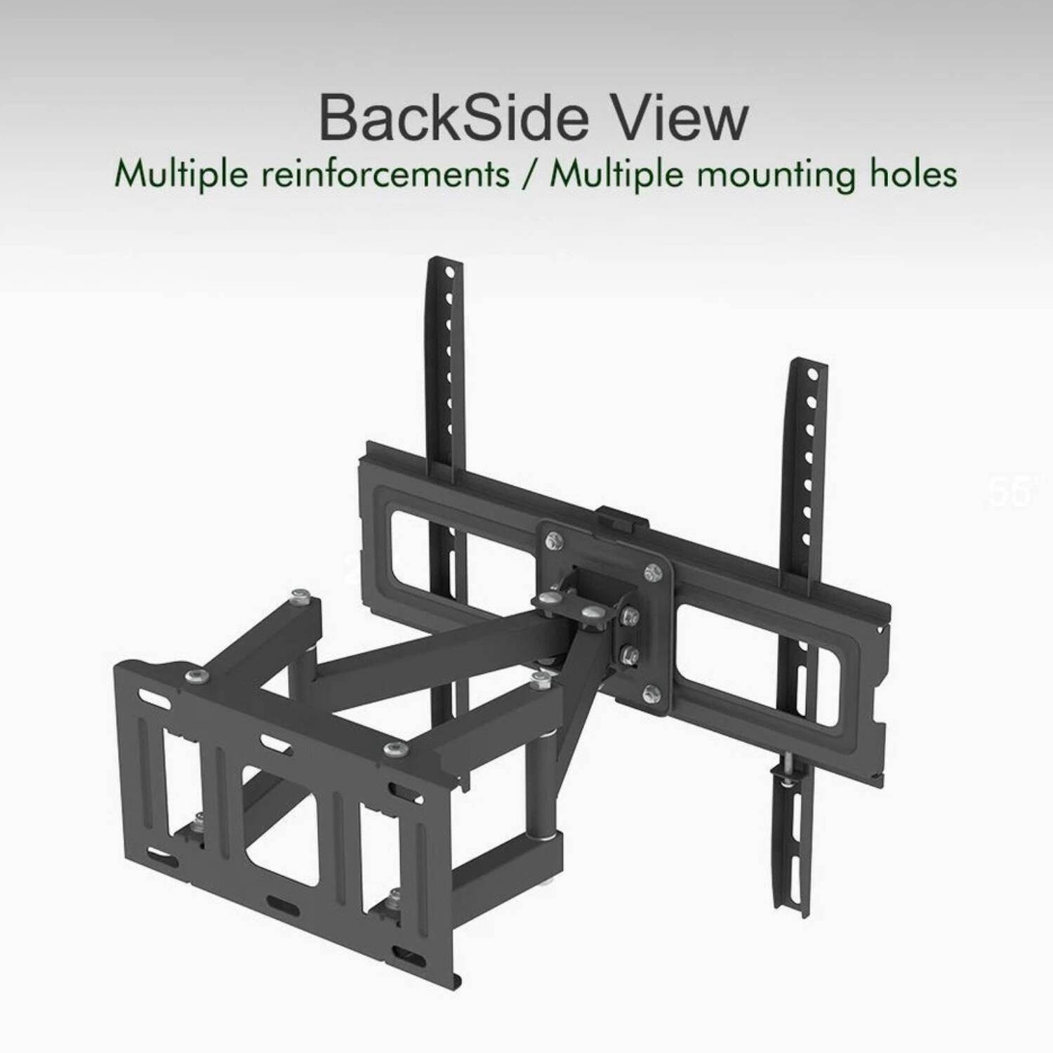 BackSide View  
Multiple reinforcements / Multiple mounting holes