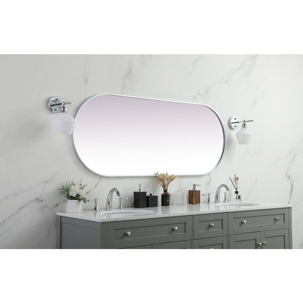 Alt View 4. Elegant Decor - Metal Frame Oval Mirror 24x60 Inch in Silver - Silver.