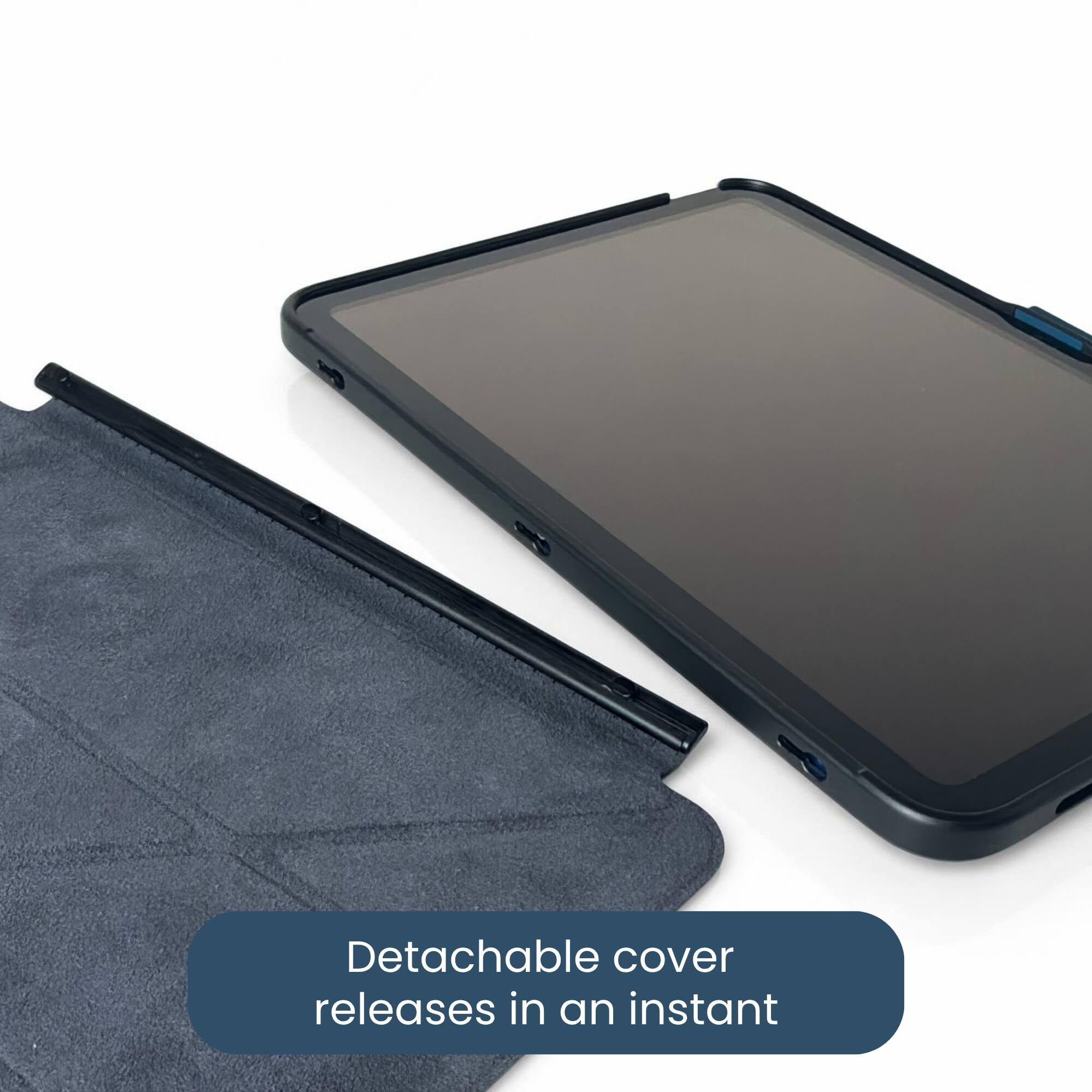 Detachable cover releases in an instant
