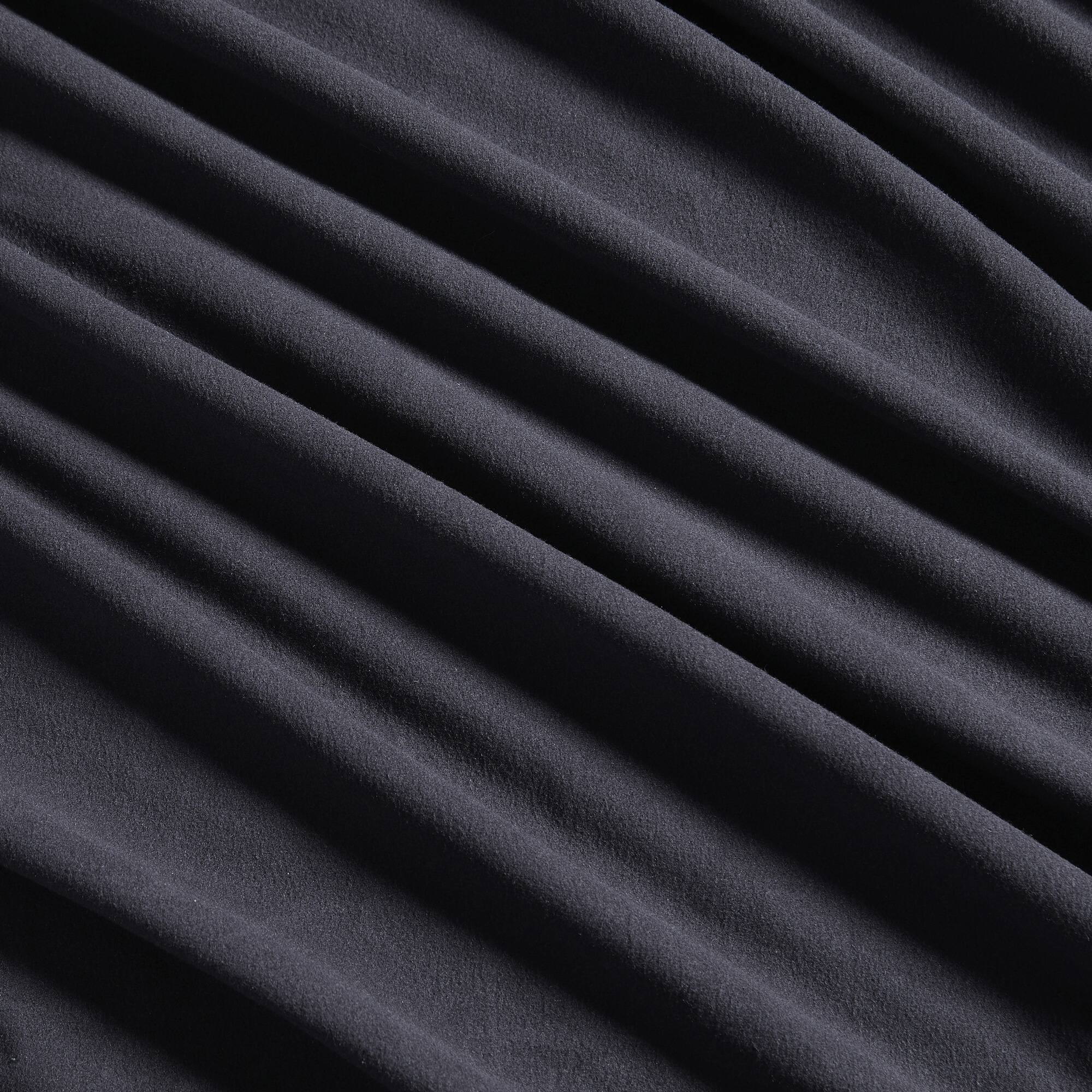 Back. Sweet Home Collection - Solid Flannel Fitted Sheet, Bottom Sheets with Built in Sheet Straps, Twin - Black.