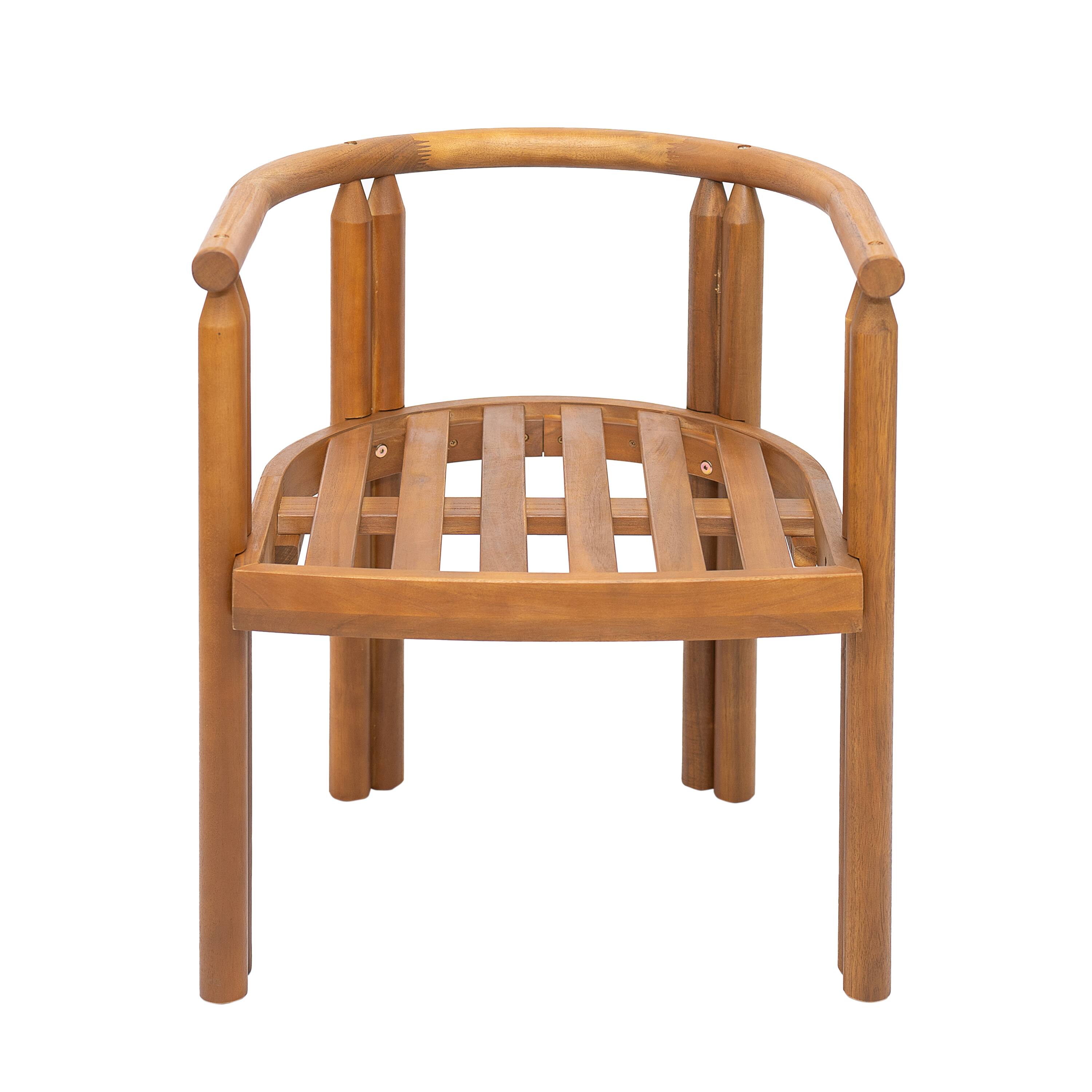 Alt View 6. Mondawe - Set of 2 Acacia Wood Armrest Dining Chair with Cushion - Teak+ Beige.