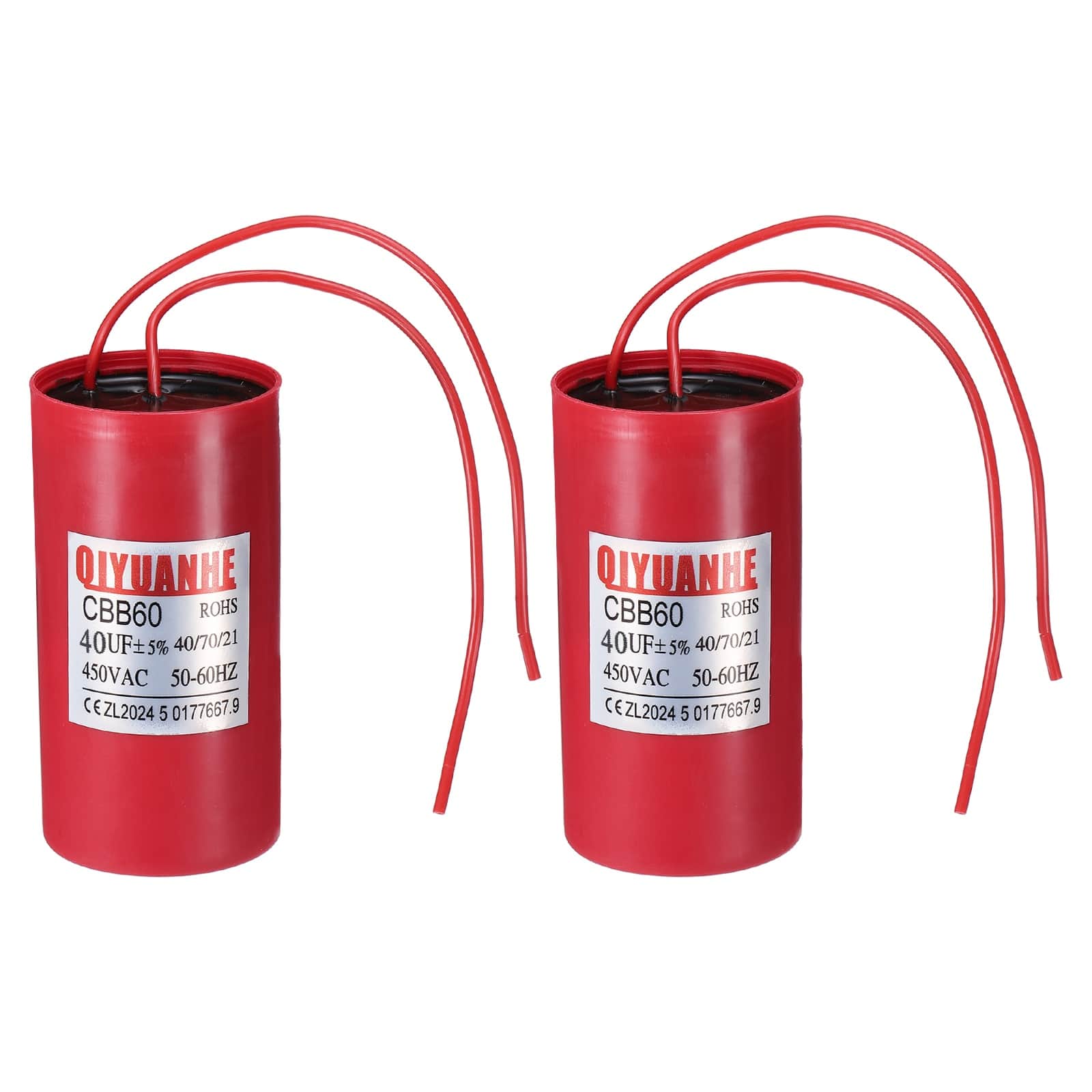 Unique Bargains - 2pcs 40uF CBB60 Run Capacitor, 450VAC Start/Run 50-60Hz for Refrigerator Motor Air Compressor - Red price history on PriceWatchPro