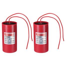 Unique Bargains - 2pcs 40uF CBB60 Run Capacitor, 450VAC Start/Run 50-60Hz for Refrigerator Motor Air Compressor - Red