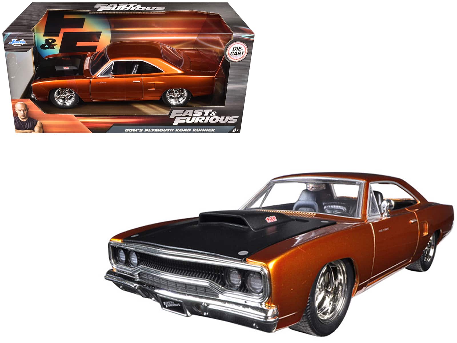 "Dom's 1970 Plymouth Road Runner Copper with Black Hood ""Fast & Furious 7"" (2015) Movie 1/24 Diecast Model Car by Jada" price history on PriceWatchPro