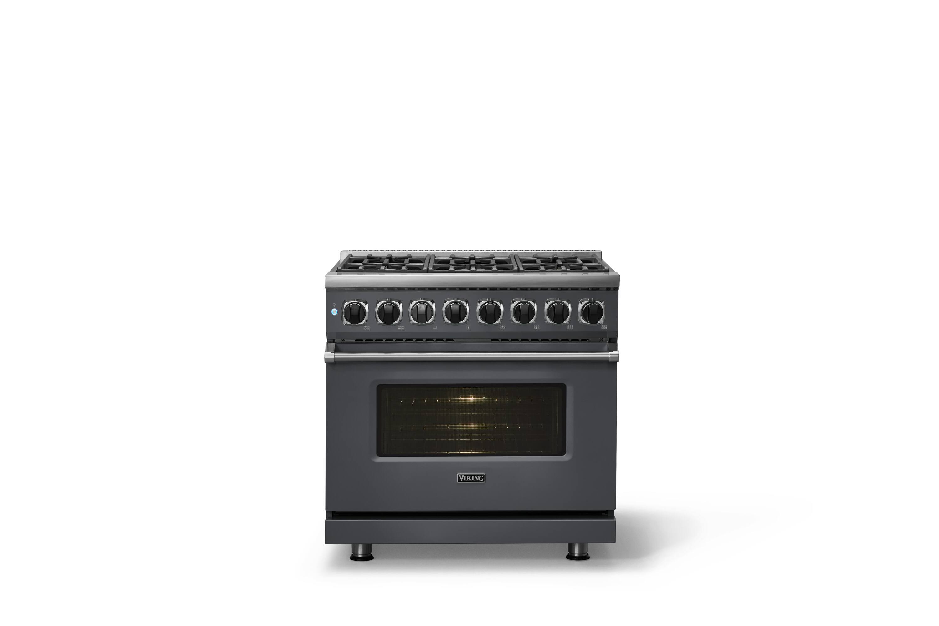 Alt View 1. Viking - 36 in. Wide 6 Burner Freestanding 7 Series Dual Fuel Self-Clean Range - Cast Black.