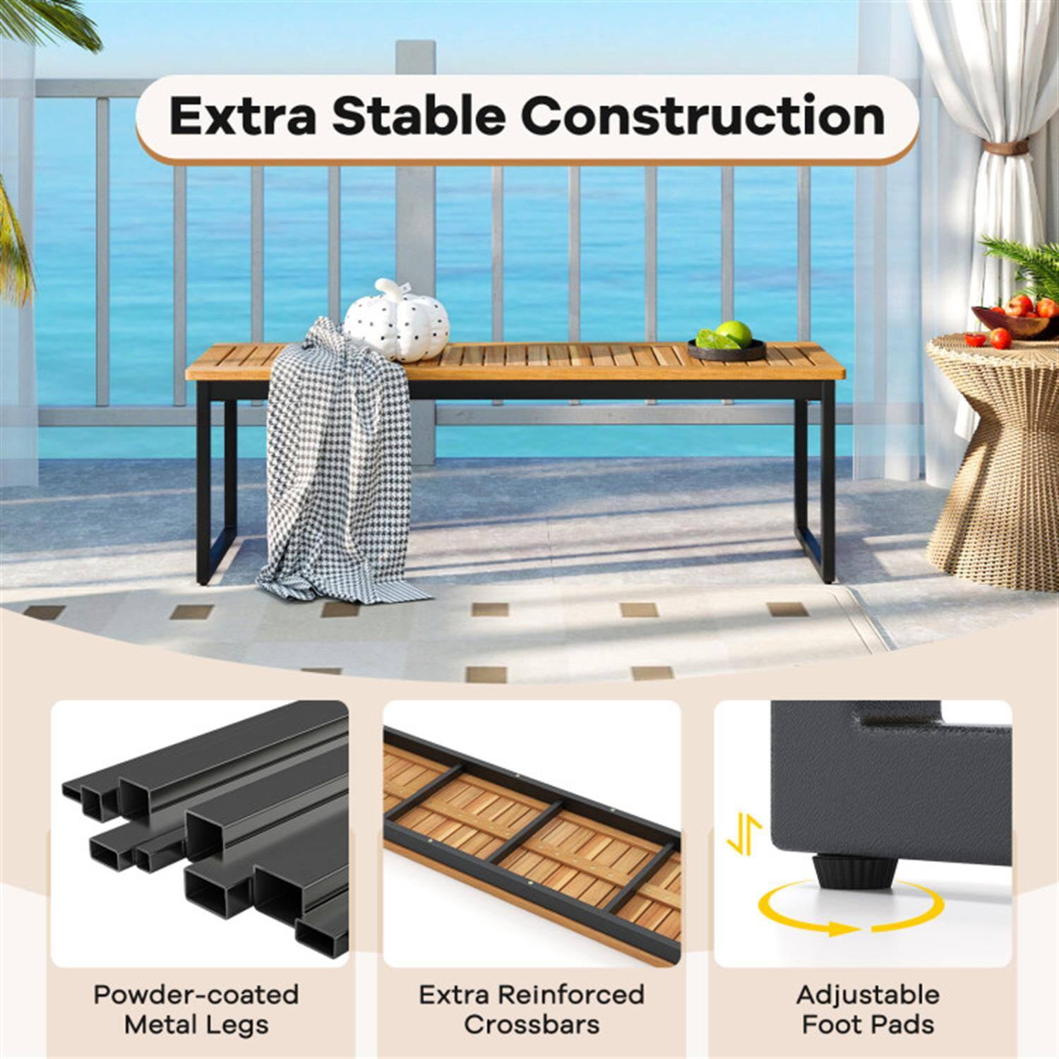 Extra Stable Construction

- Powder-coated Metal Legs
- Extra Reinforced Crossbars
- Adjustable Foot Pads