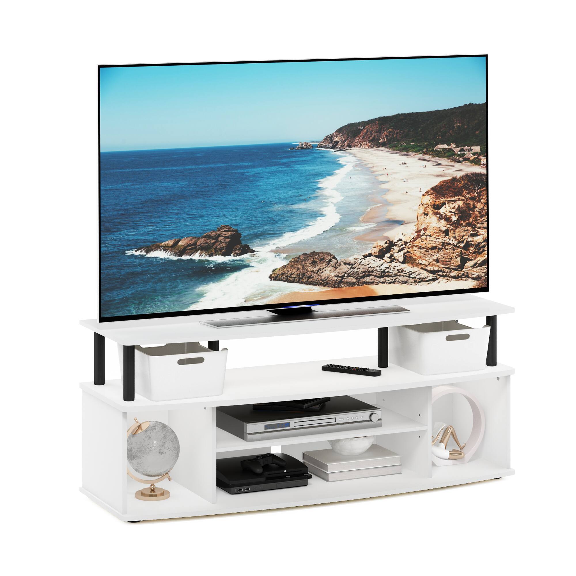 Alt View 3. Furinno - JAYA Large Entertainment Center Hold up to 55-IN TV - White/Black.