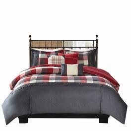 Gracie Mills - Nanette 6 Piece Herringbone Duvet Cover Set - Red
