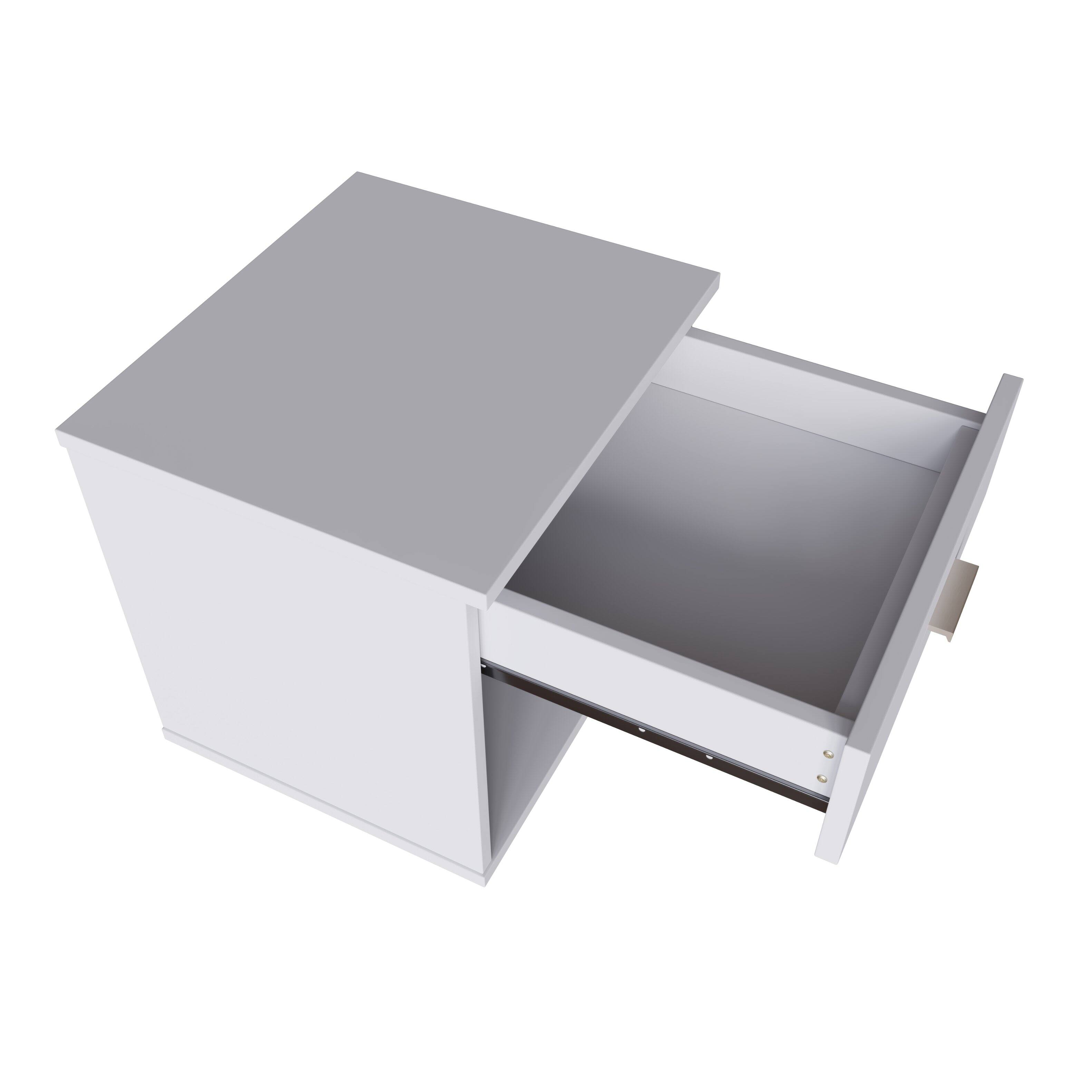 Alt View 5. Boyd Sleep - Boyd Sleep Novara Low Profile One Drawer Nightstand - White.