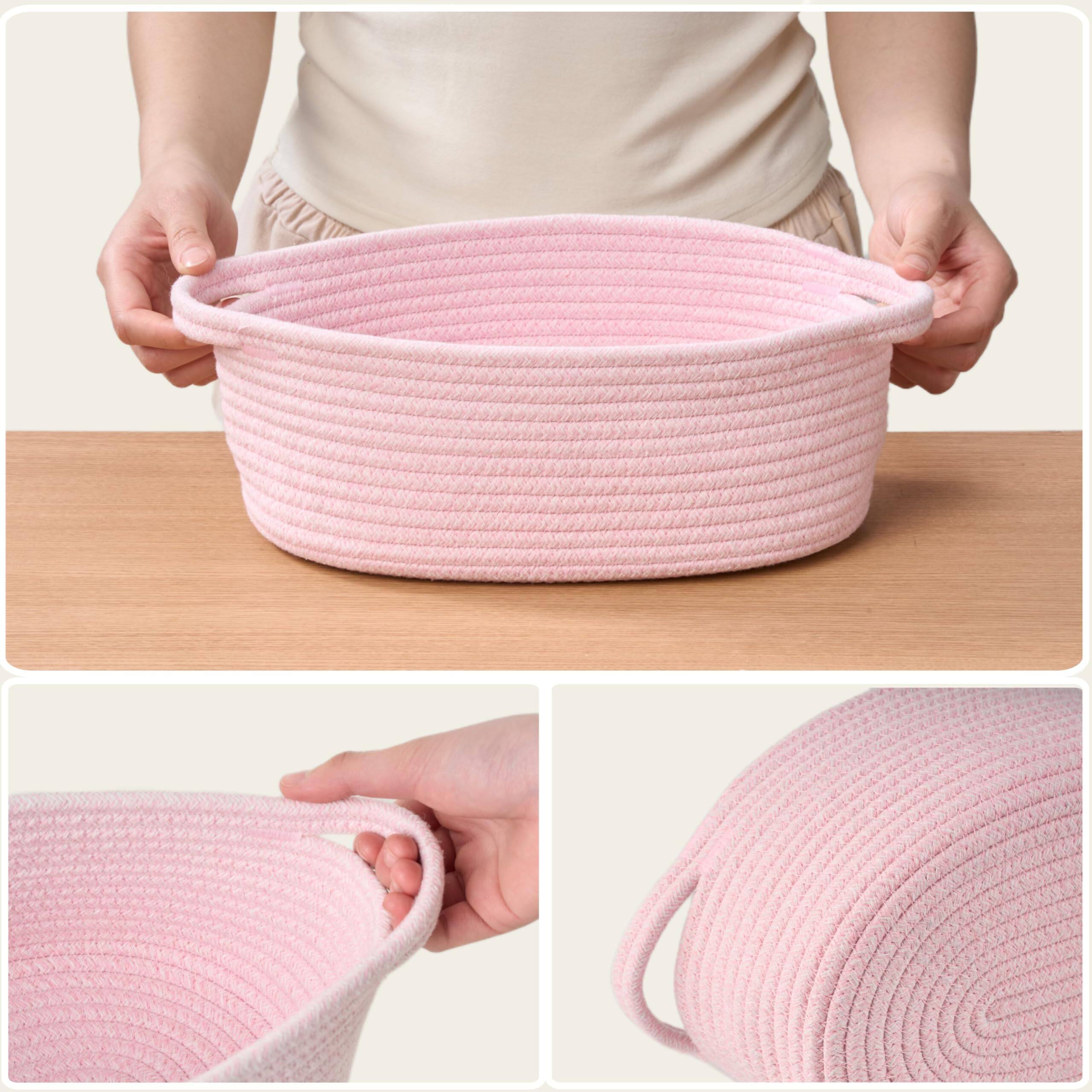 Alt View 4. Paradigms Interiors - Gift Basket With Wrap Bag And Ribbon Empty Small Woven For Cute Decorative Organizer Showers Raffle Thanksg... - Pink-1 Pack.