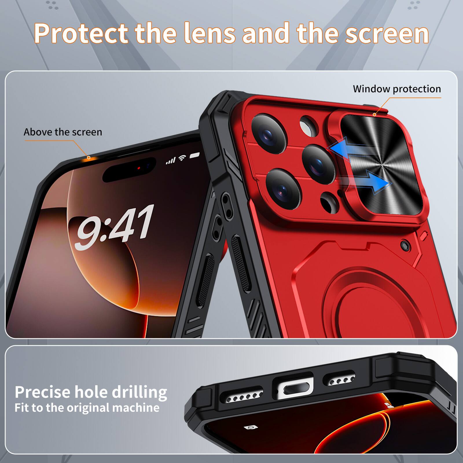 Protect the lens and the screen

Window protection

Above the screen

9:41

Precise hole drilling

Fit to the original machine