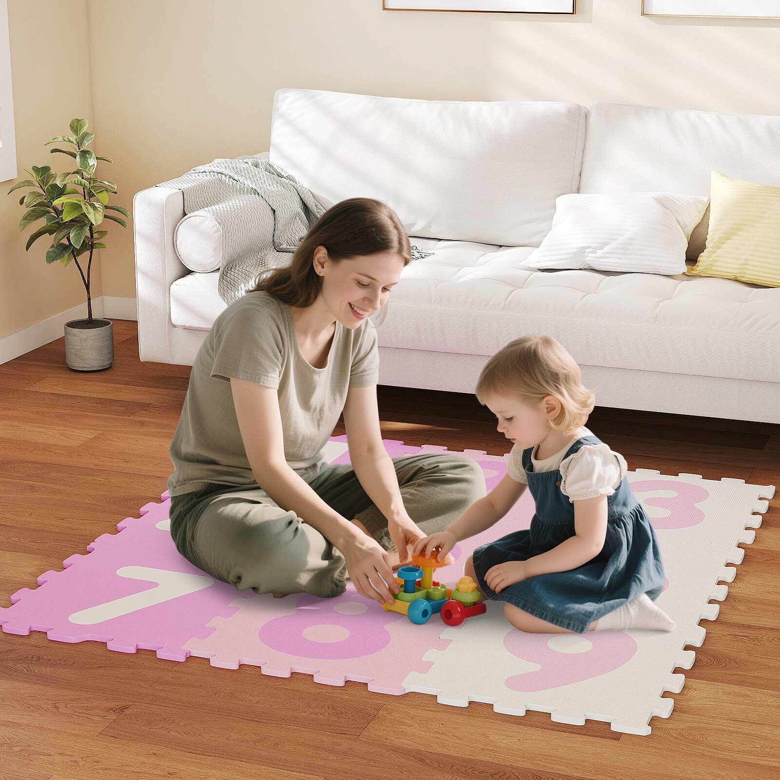 Alt View 3. Costway - Costway 9 PCS Kids Hopscotch Playmat with 3 Marker Discs & Detachable Numbers, Non-slip - Multicolor.