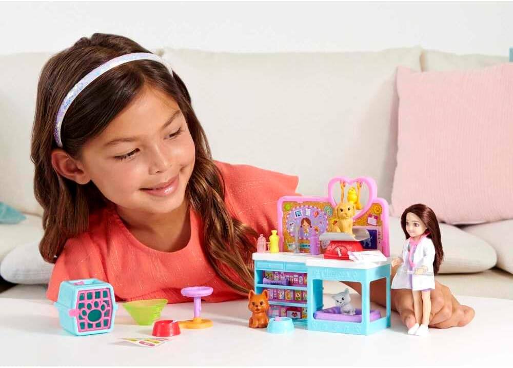 Angle. Mattel - Barbie Chelsea Can Be Pet Vet Playset, Brunette   - Collectibles - Multicolor.