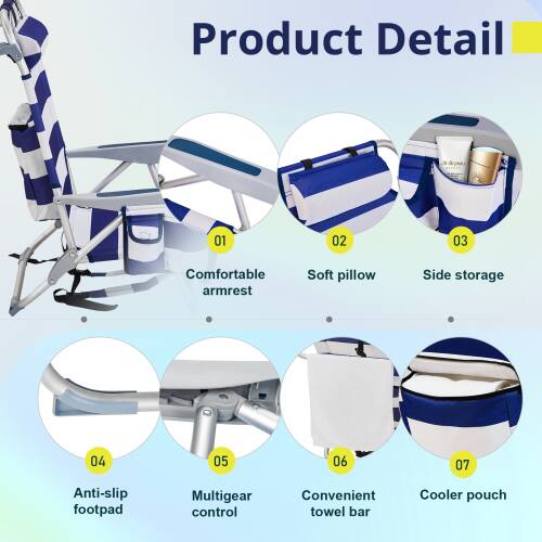 Product Detail

- 01 Comfortable armrest
- 02 Soft pillow
- 03 Side storage
- 04 Anti-slip footpad
- 05 Multigear control
- 06 Convenient towel bar
- 07 Cooler pouch