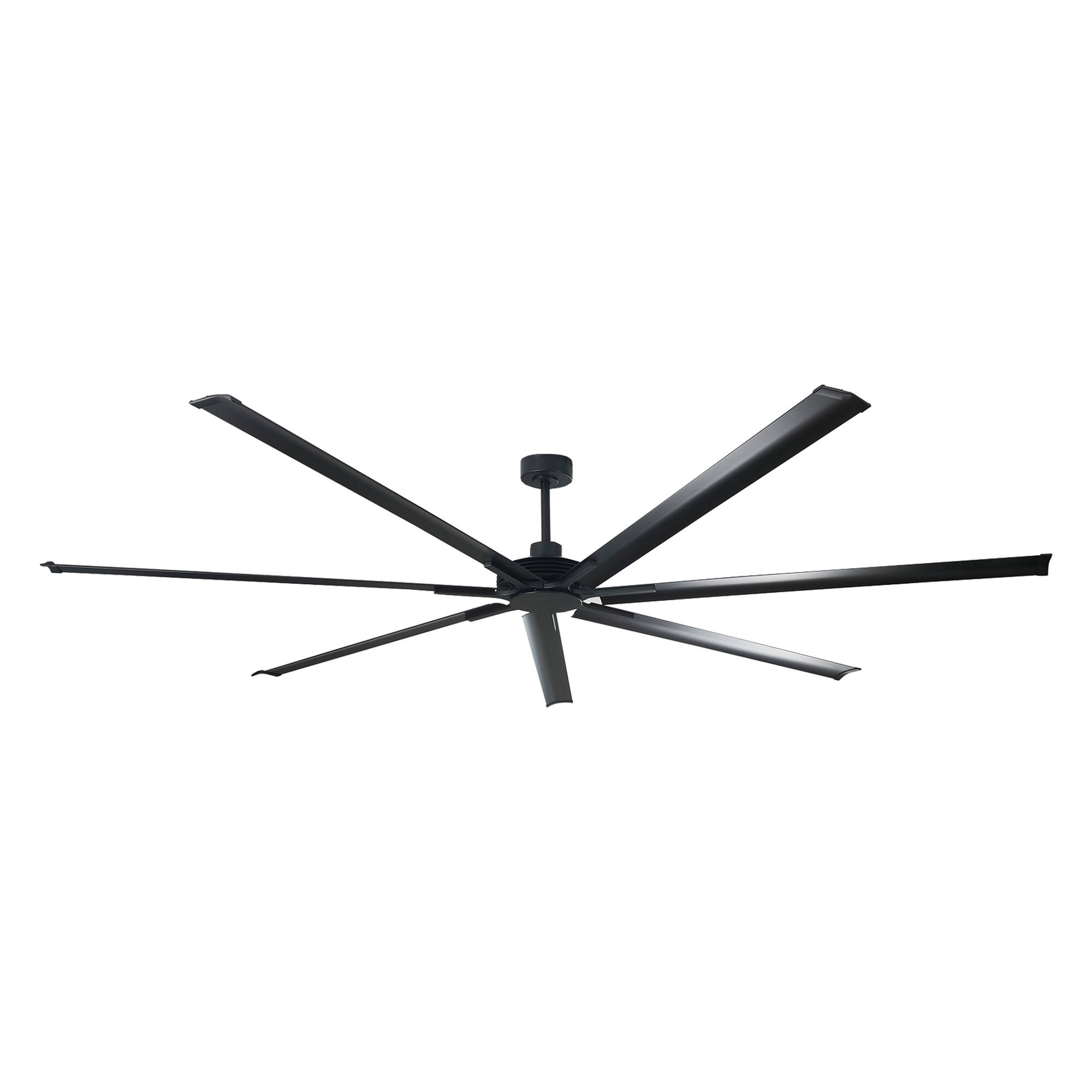 Alt View 2. Parrot Uncle - 84" Industrial Aluminum 7-Blade Black Extra Large Ceiling Fan with Remote - Matte Black.
