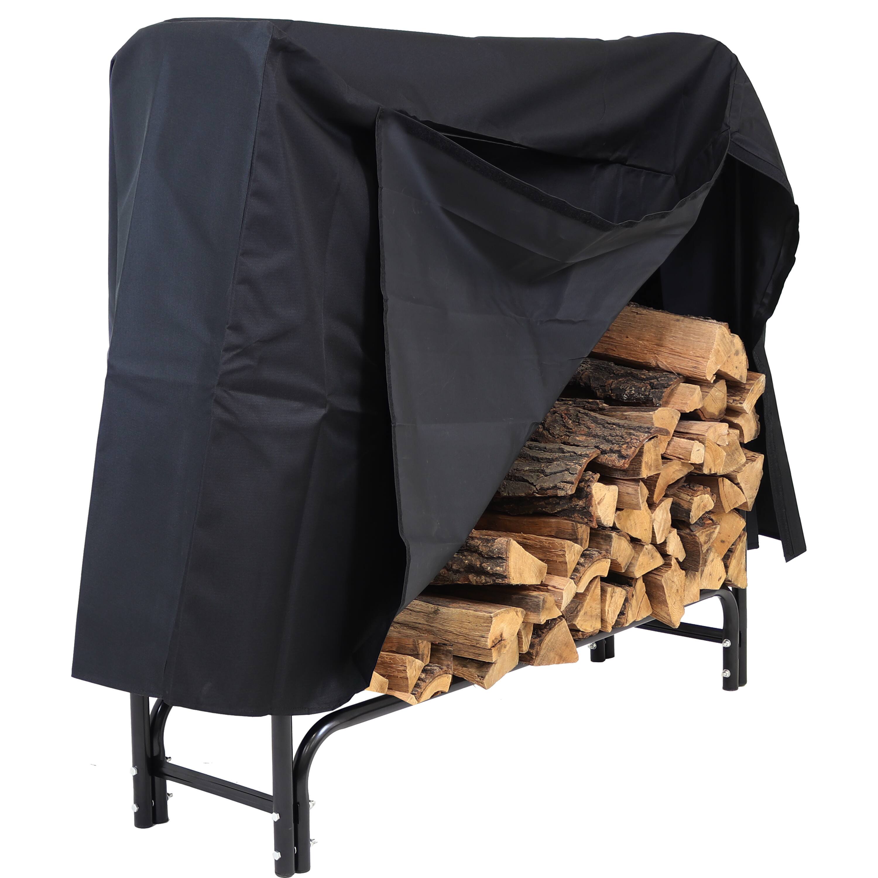Alt View 8. Sunnydaze - 2 ft Weather-Resistant PVC Firewood Log Rack Cover - Black.
