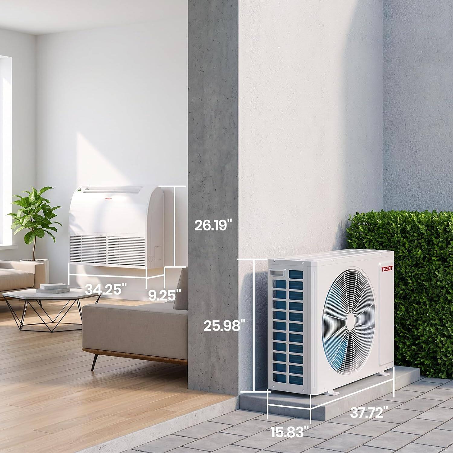 Tosot 18,000 BTU Floor/Ceiling Mount Mini Split AC, 21.5 SEER2, 230V ...