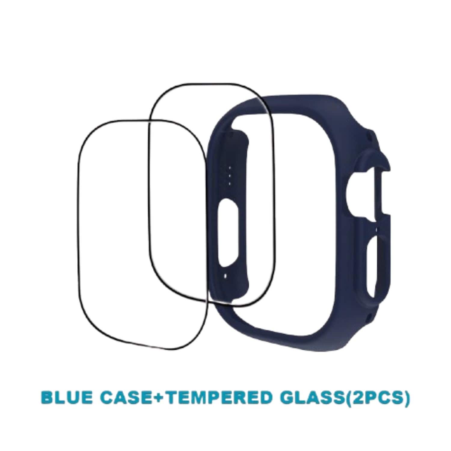 Stock Preferred - Case For Apple Watch Ultra 49mm Case + 2 Tempered Glass - Hard Blue
