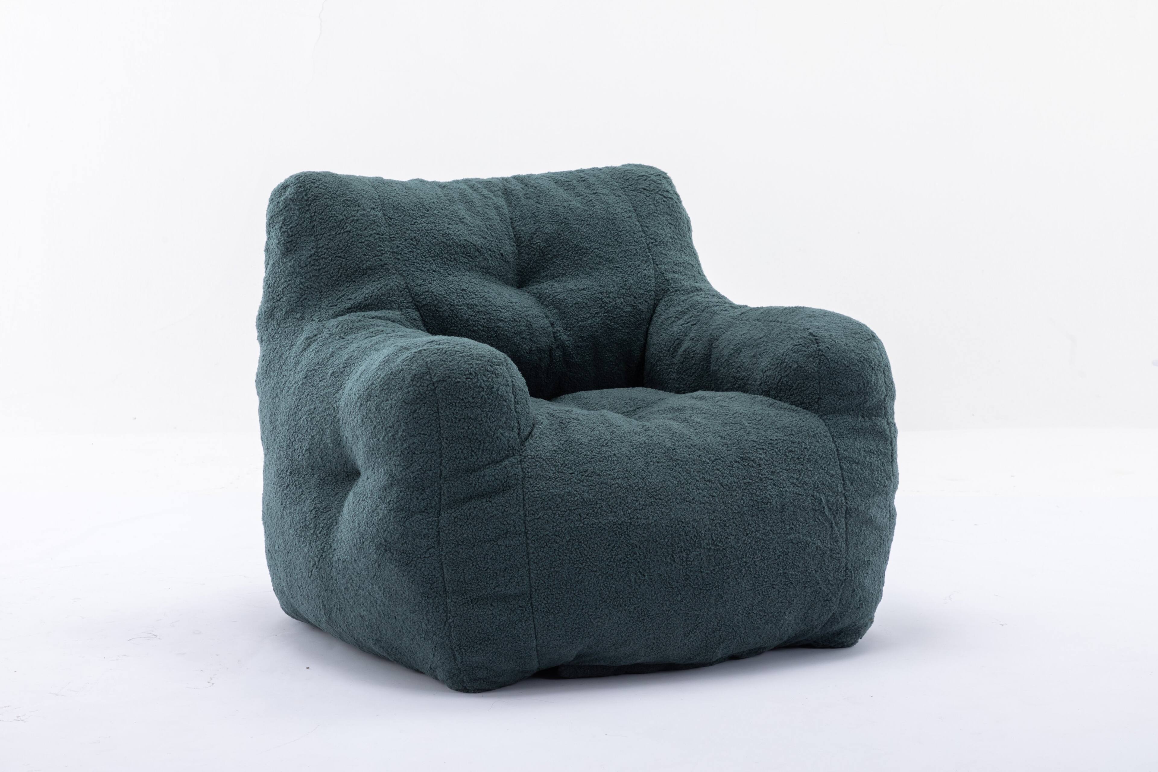 Alt View 7. GOODSILO - Luxury Plush Bean Bag Chair with Ergonomic Support - Soft Teddy Fabric and Memory Foam Filling for Ultimate Comfort - Green.