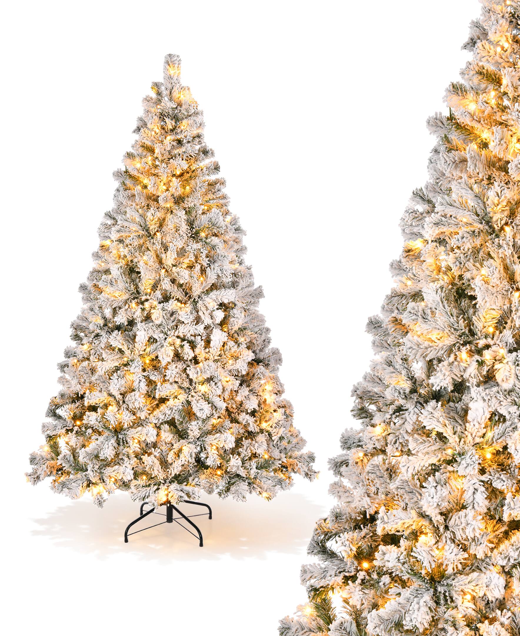 Alt View 8. Sugift - 6-Ft Pre-Lit Snow-Flocked Christmas Tree with 250 LED Lights & 1000 Branch Tips - White.