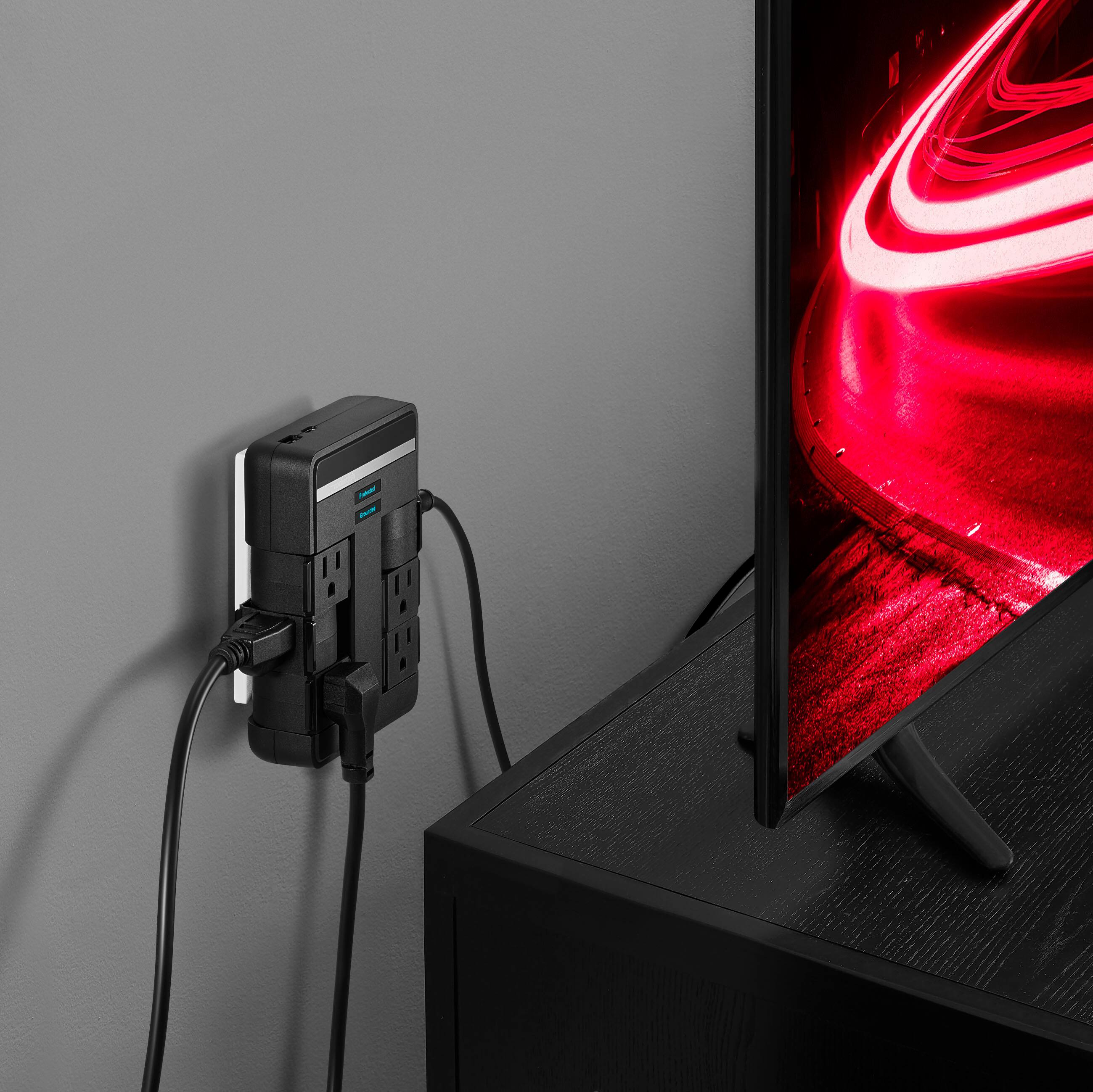 Alt View 1. Rocketfish™ - 6-Outlet/1-USB/1-USB-C Swivel Wall Tap 2,100 Joules Surge Protector - Black.