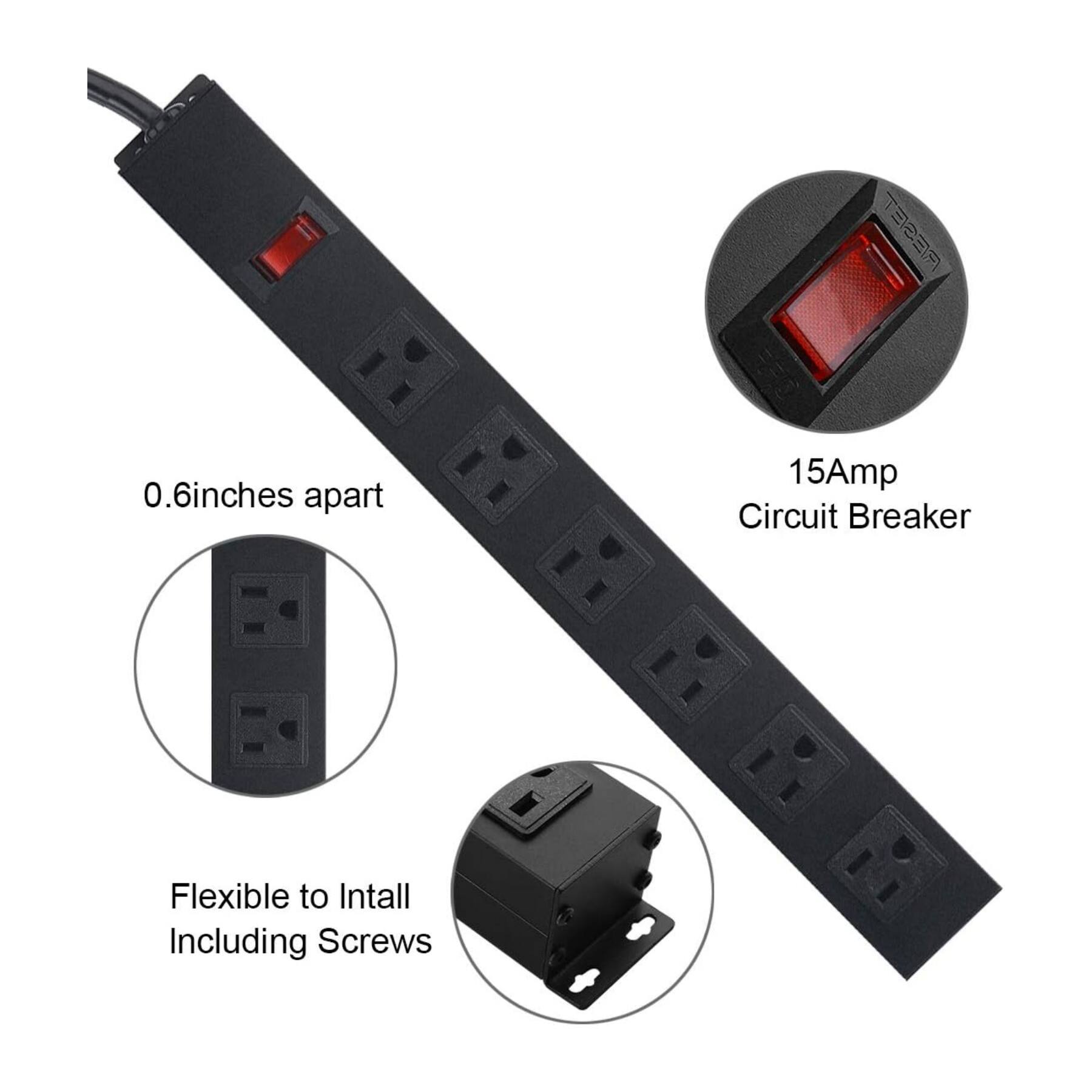 - 0.6 inches apart
- 15Amp Circuit Breaker
- Flexible to Install Including Screws