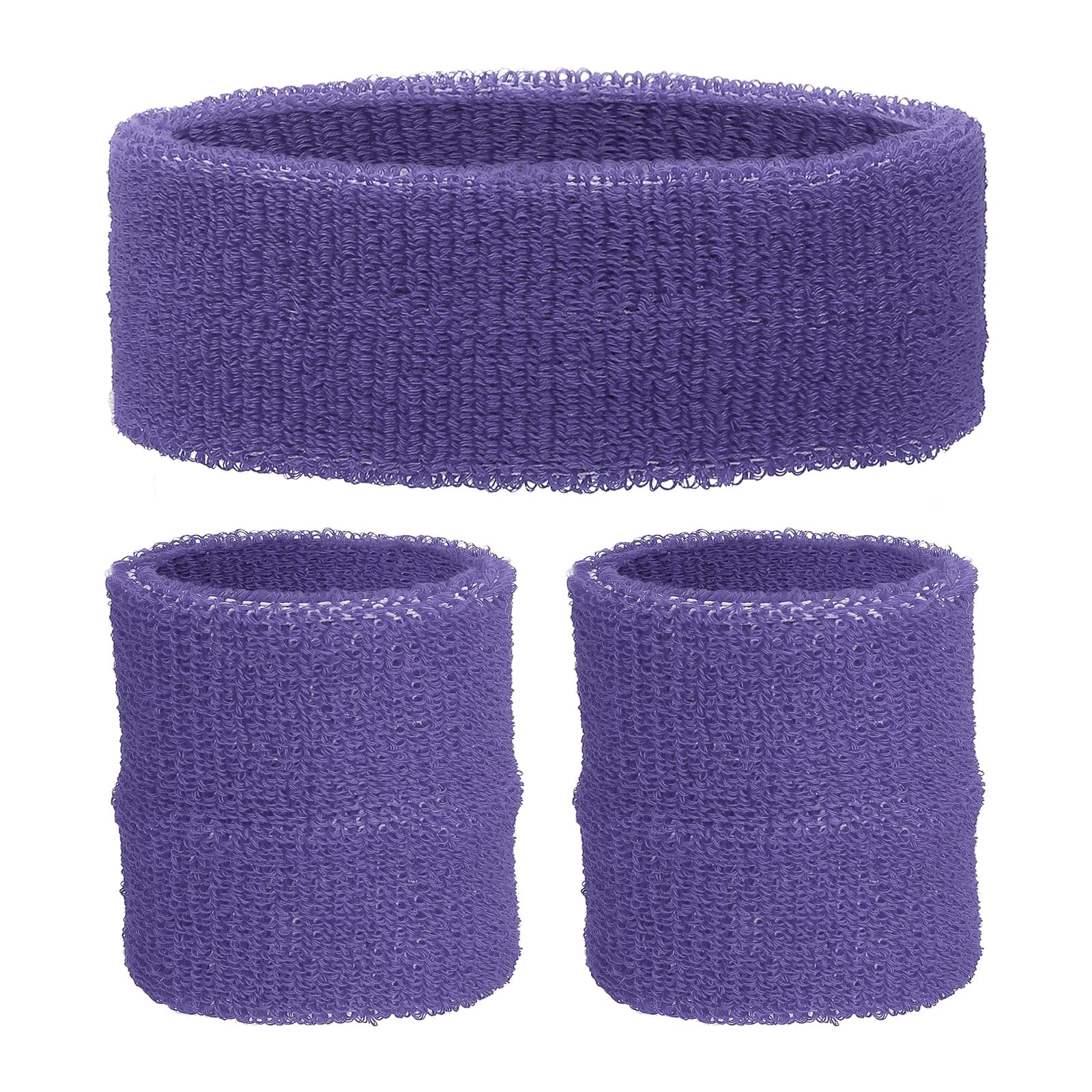 Unique Bargains - Sweatband Set, 1pc Headband + 2pcs Wristbands Moisture Wicking Breathable Athletic Bands 3pcs for Sports - Light Purple price history on PriceWatchPro