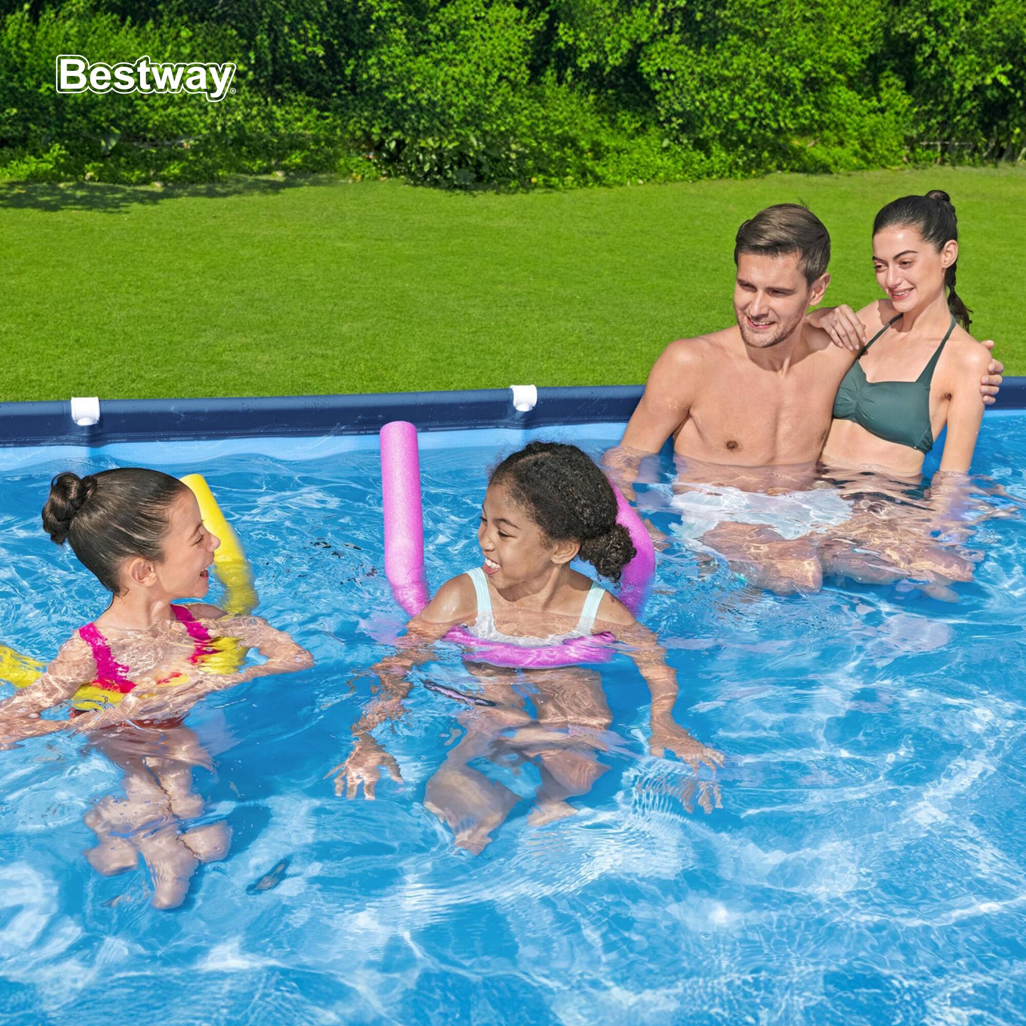 Alt View 4. Bestway - Bestway Steel Pro 13 Foot x 32 Inch Rectangular Above Ground Swimming Pool, Blue - Blue.