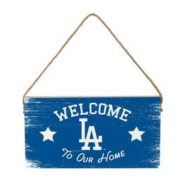 Evergreen Enterprises - Los Angeles Dodgers 6" x 11" Welcome Home Wood Wall Sign with Rope Hanger - Multicolor