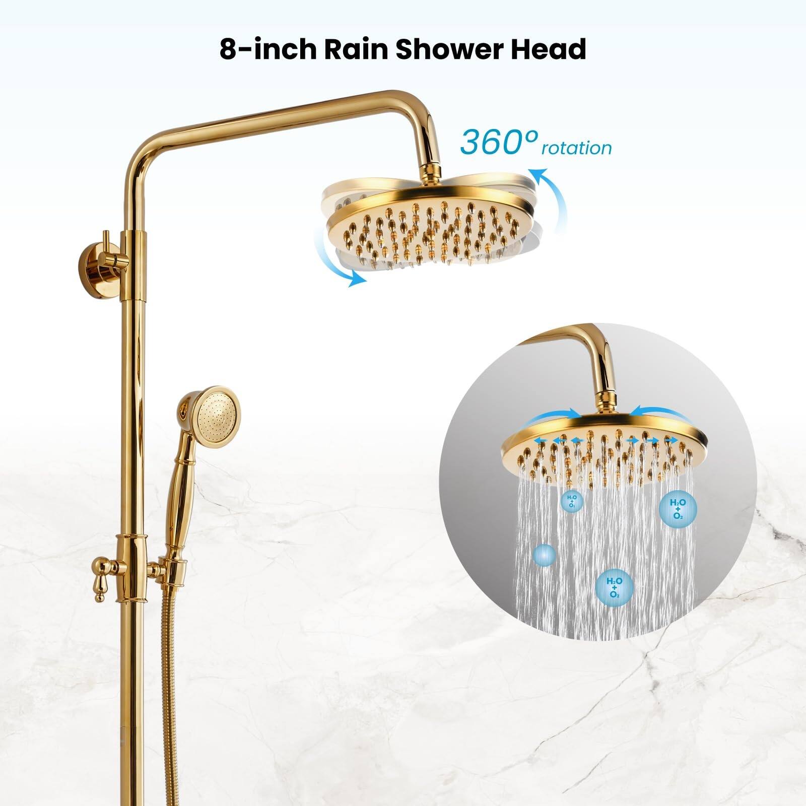 8-inch Rain Shower Head  
360° rotation