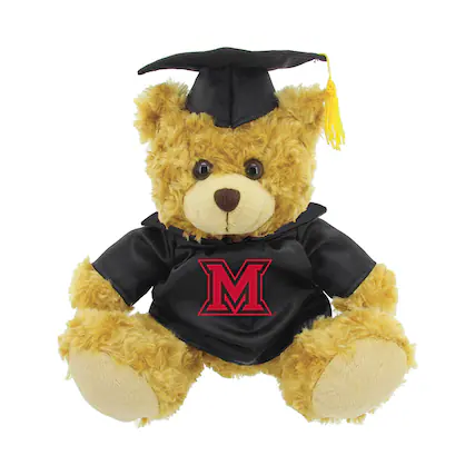 Front. Jardine - Miami University RedHawks 12'' Graduation Plush Bear - Oatmeal.
