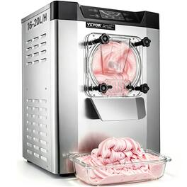 VEVOR - Commercial Ice Cream Machine 1400W 20/5.3 Gph Hard Serve Ice Cream Maker with LED Display Screen Auto Shut-Off Timer - Silver