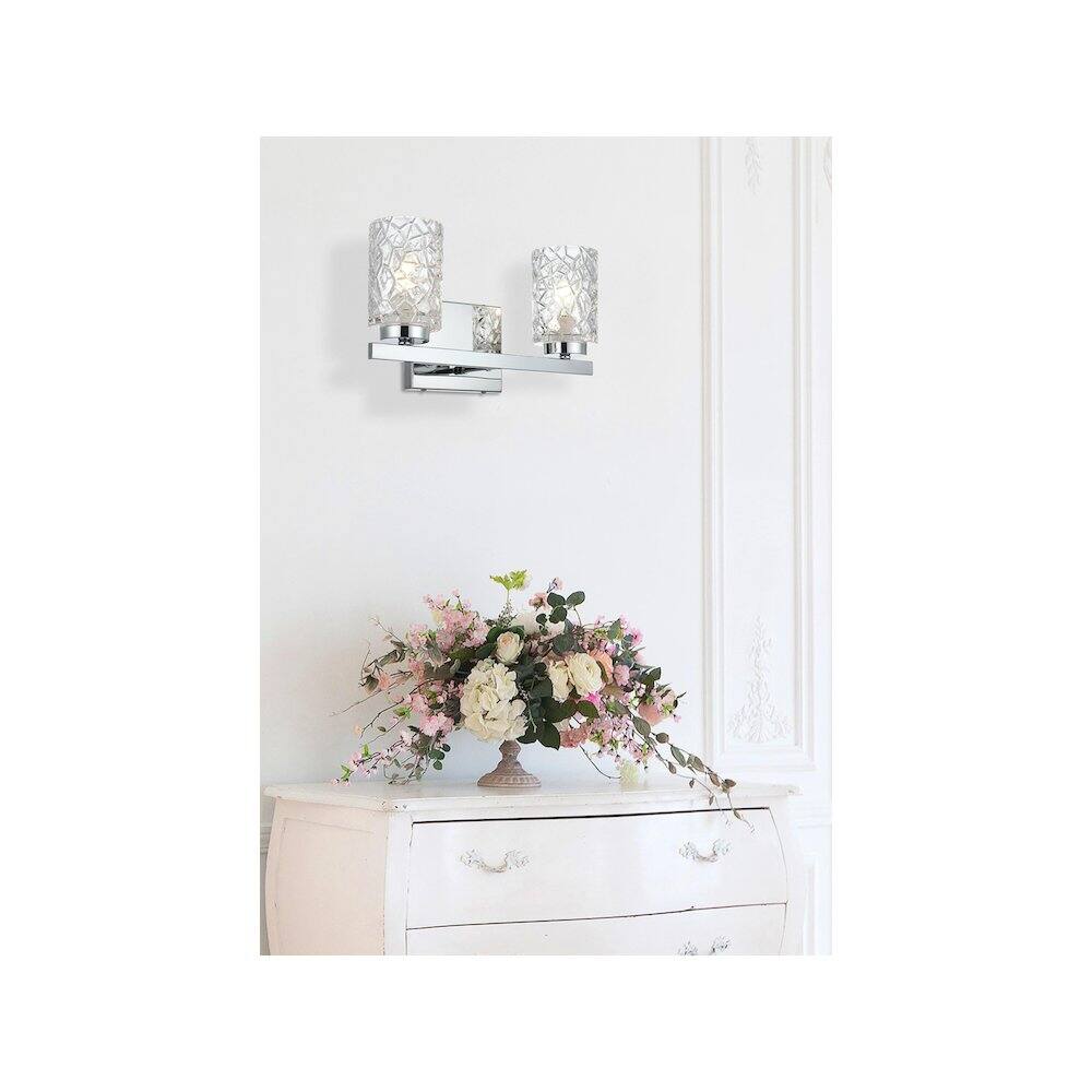 Alt View 4. Living District - Cassie 14 inch Wall Sconce in Chrome - Chrome And Clear.