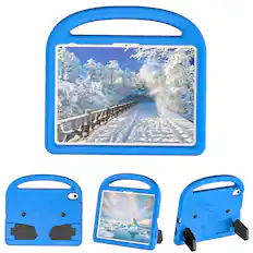 Front. Dteck - Case for Apple iPad mini (A17 Pro) 2024 and iPad mini 6th Gen, Rugged Hybrid Shockproof Flip Kickstand Cover - Blue.