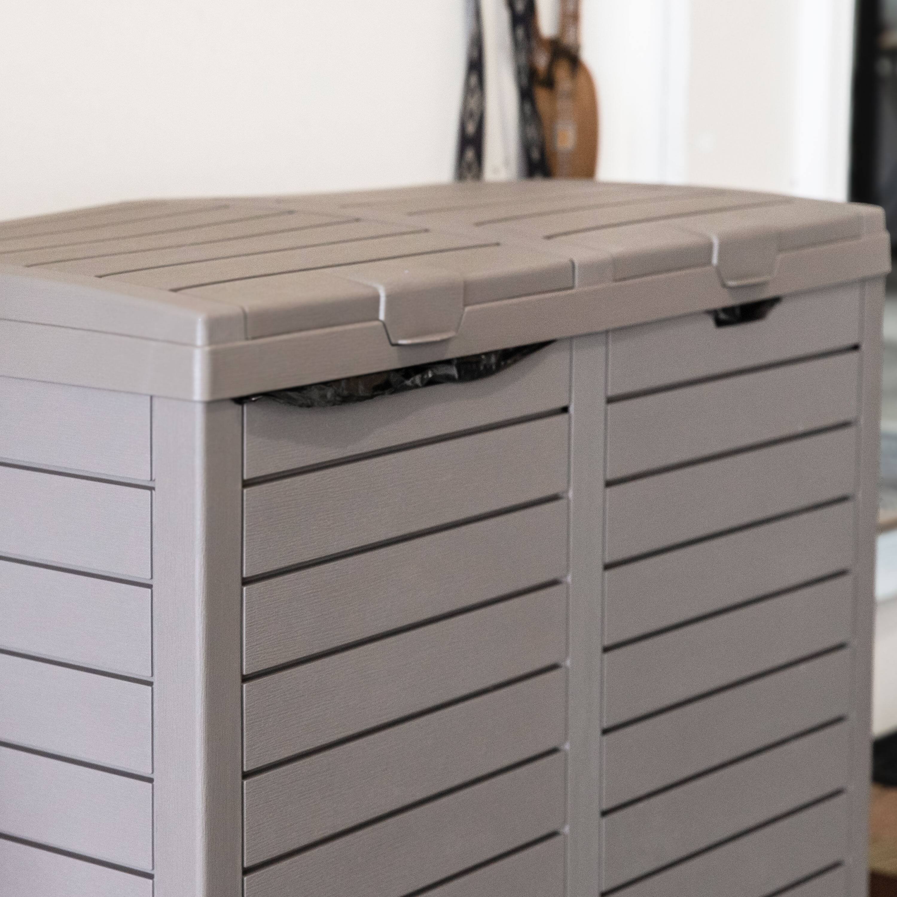 Alt View 8. Sunnydaze - 78 Gal. Outdoor Double Trash Can with Lids - Light Gray.