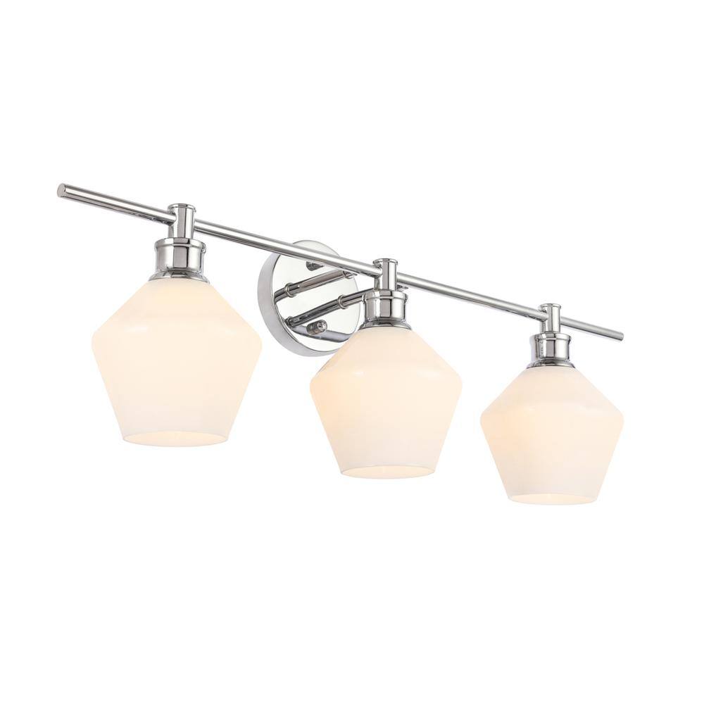 Angle. Living District - Gene 3 light Chrome and Frosted white glass Wall sconce - Chrome And Frosted White Glass.