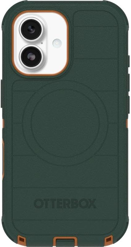 Left. OtterBox - OtterBox iPhone 17 (Only) Bundle: Defender Series Case & Screen Protector - Case Only - Rugged - Snaps on MagSafe - Green Intrigue.