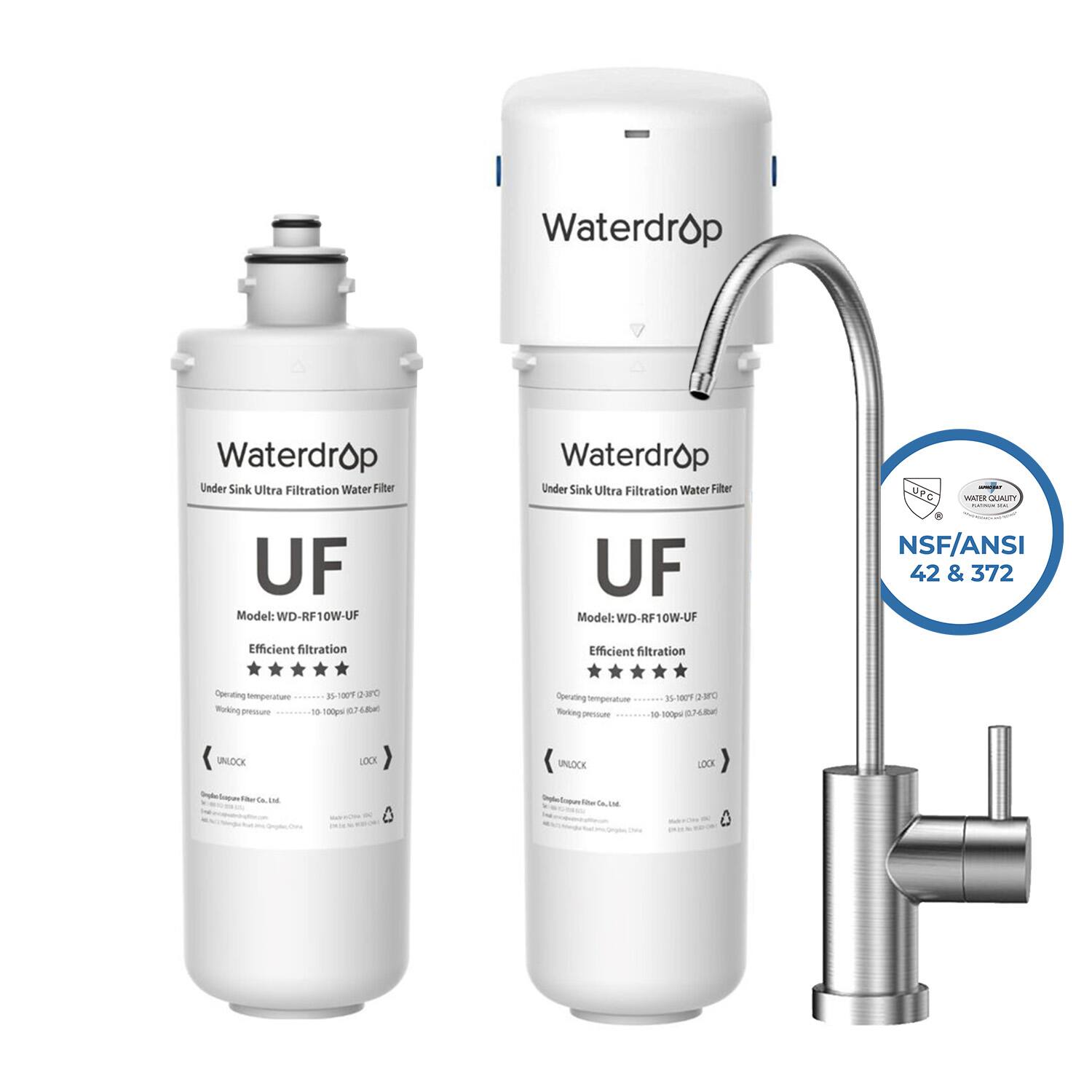 Waterdrop - 10UBW-UF Under Sink Water Filter System Includes an Extra RF10W-UF Filter - White