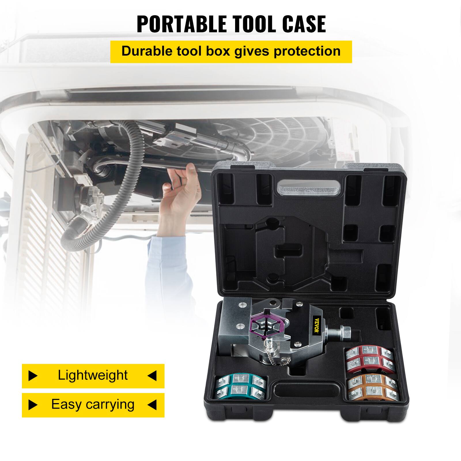 PORTABLE TOOL CASE  
Durable tool box gives protection  
Lightweight  
Easy carrying