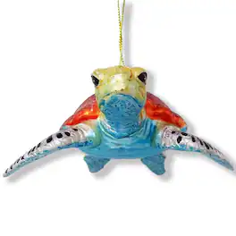 OrnamentallyYou - Sea Turtle Glass Christmas Ornament - Multi-colored
