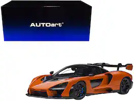 Mclaren Senna Trophy Accents 1/18 Model Car by Autoart - Mira Orange And Black With Carbon