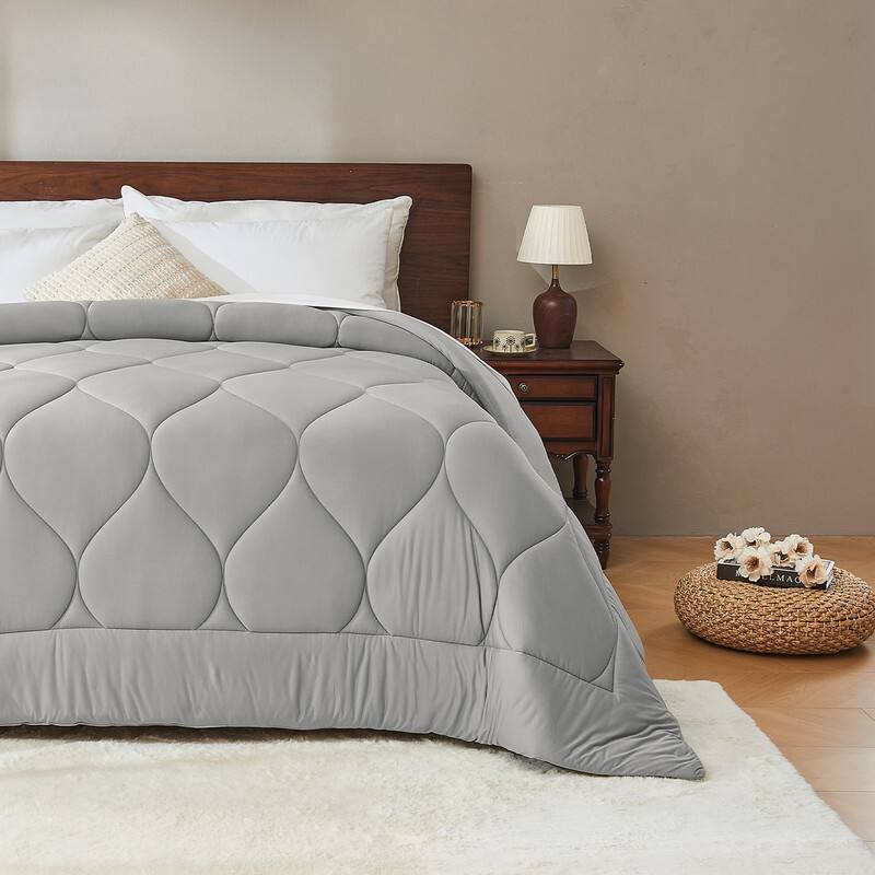 Alt View 5. Bestier - King Size All-Season Down Alternative Comforter – Lightweight Duvet Insert with Corner Tabs, Skin-Friendly - LIGHT GREY.