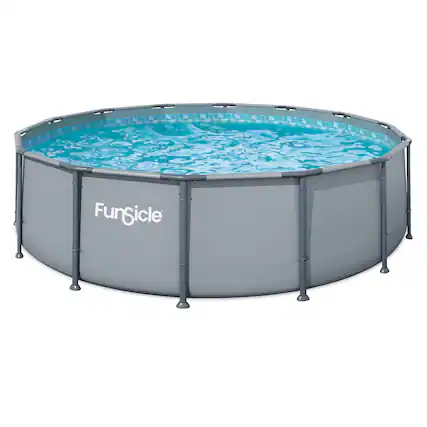 Front. Funsicle - Funsicle 14' x 42" Oasis Round Above Ground Swimming Pool Set, Cool Gray - Grey.