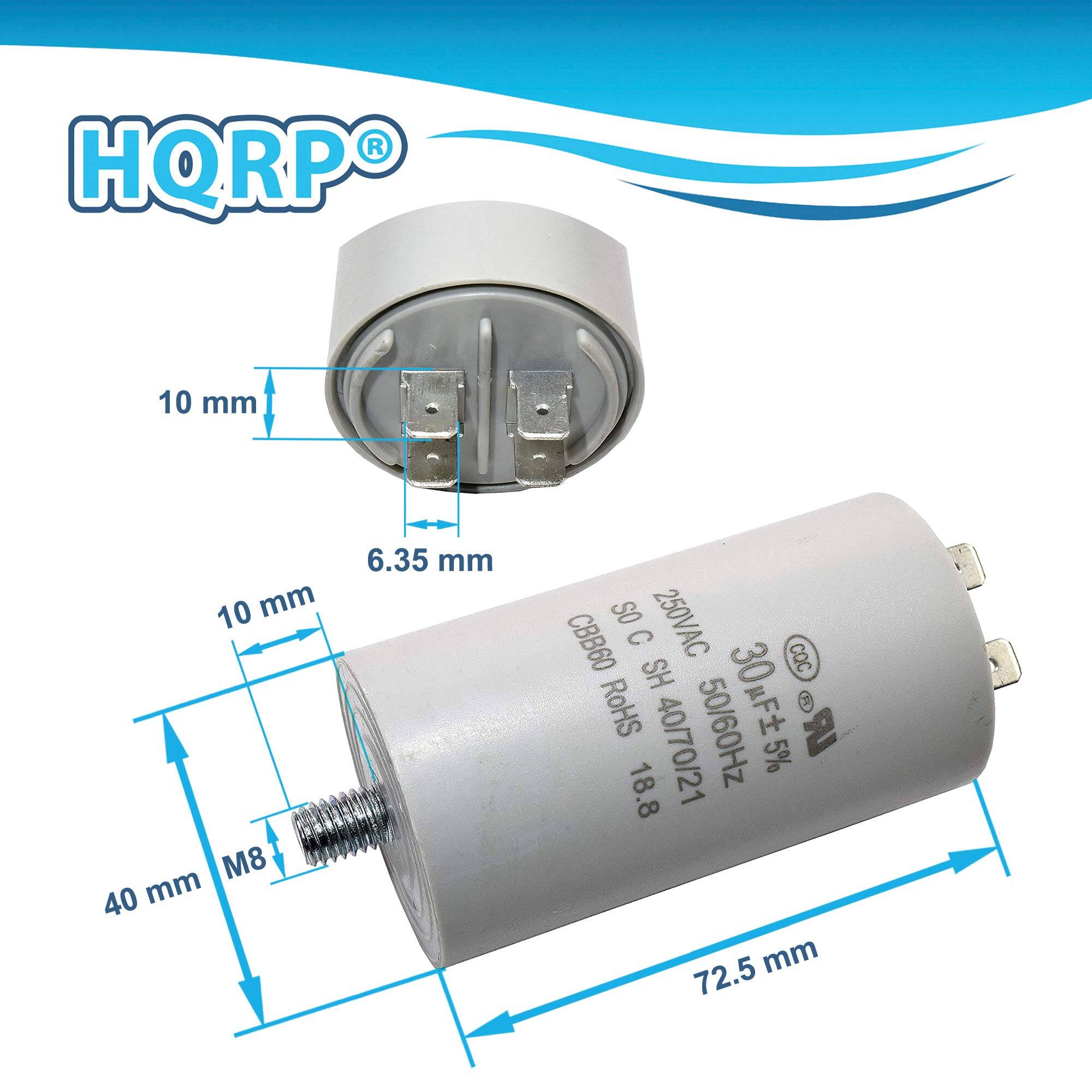 HQRP 10 mm 10 mm M8 40 mm 6.35 mm SO 250VAC CBB60 C SH COC RoHS 40/70/21 50/60Hz 30F5% 5% 18.8 mm 72.5 mm