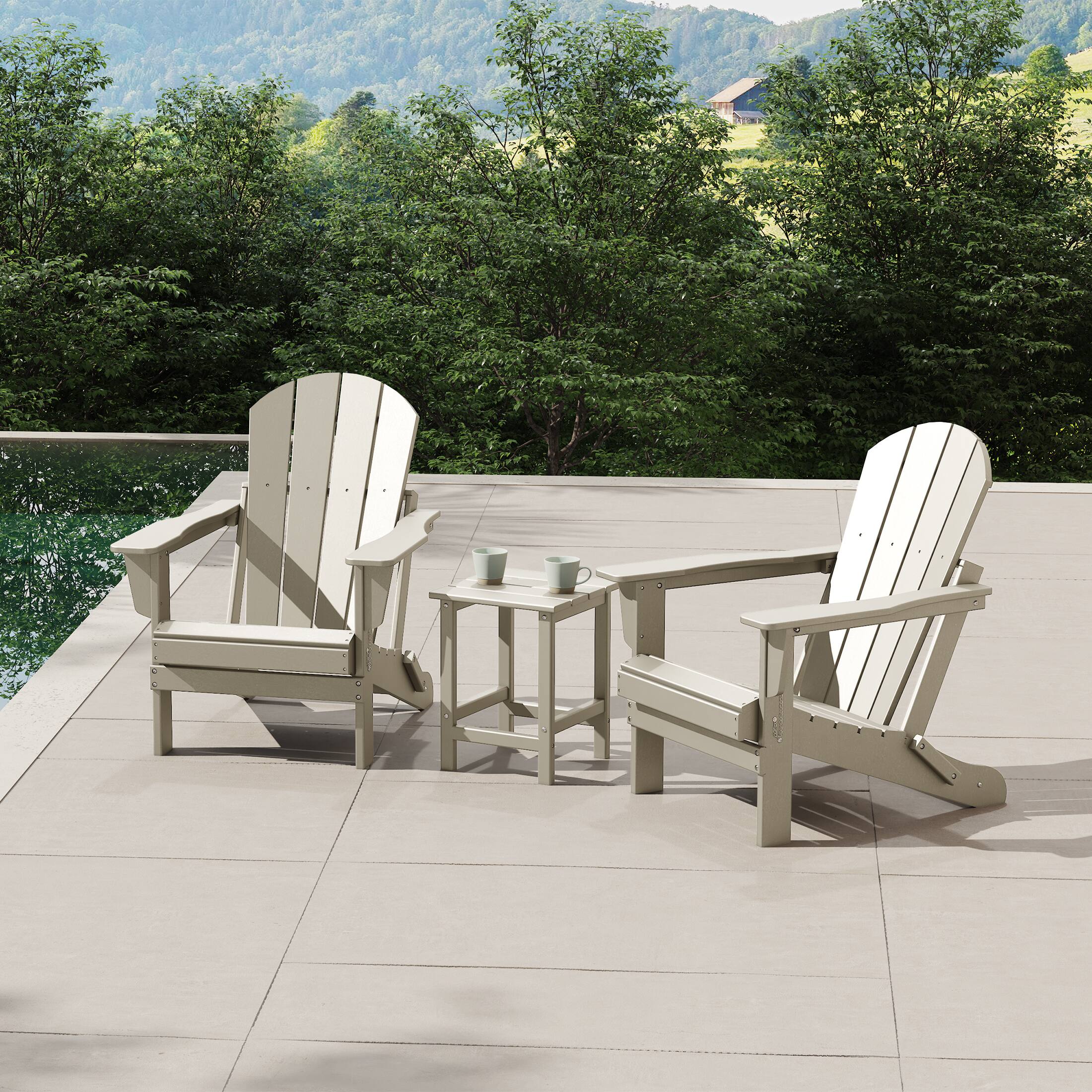 Angle. WestinTrends - WestinTrends Malibu 3-Piece set Outdoor / Patio Poly Adirondack chair set with a side table ( 2 seater ) - Sand.